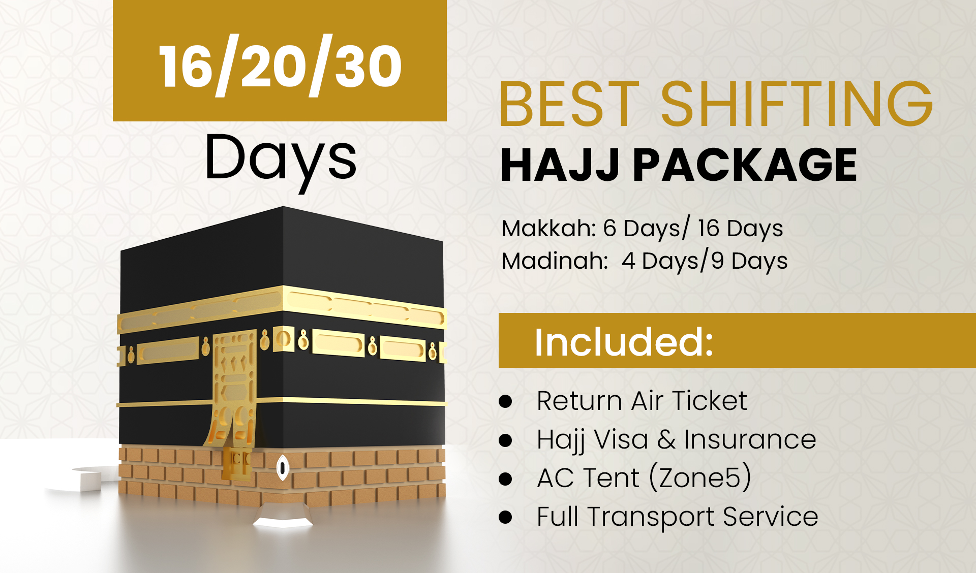 Shifting Hajj Packages 2026 from Bangladesh (14–20 Days)